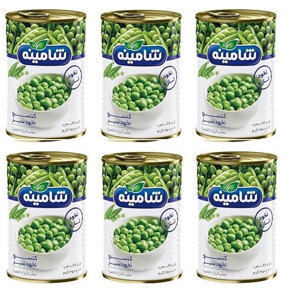 کنسرو نخود سبز شامینه - 350 گرم بسته 6 عددی Shamineh green peas - 350gr 6 Pcs